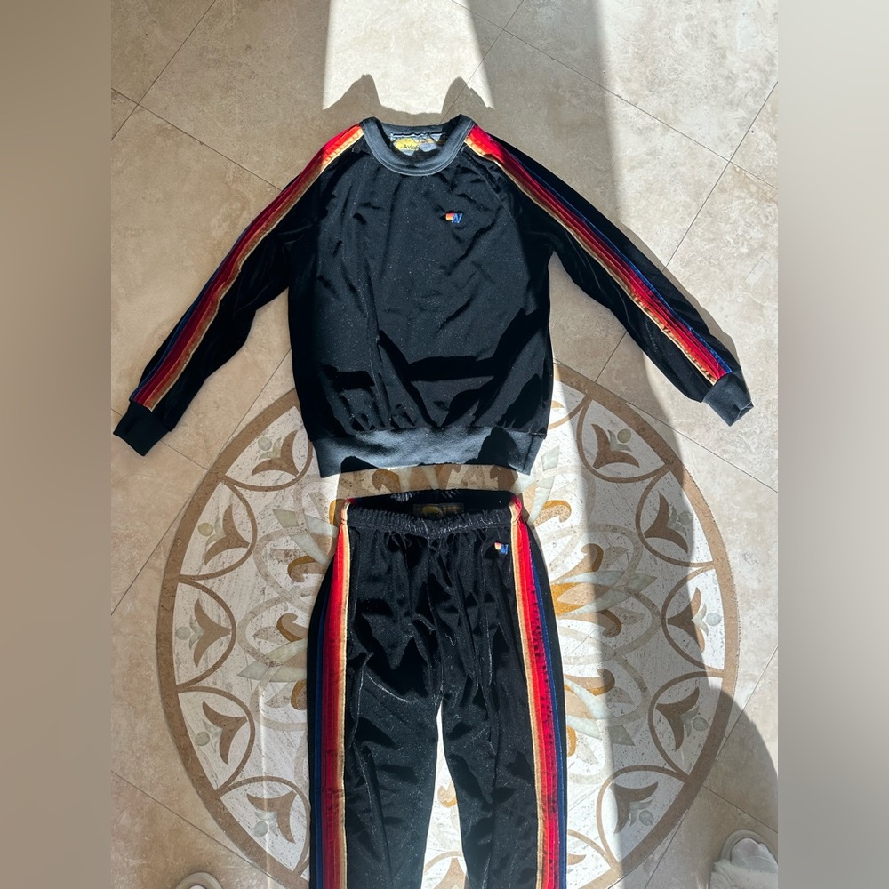 AVIATOR NATION Black Velour Sweat Set